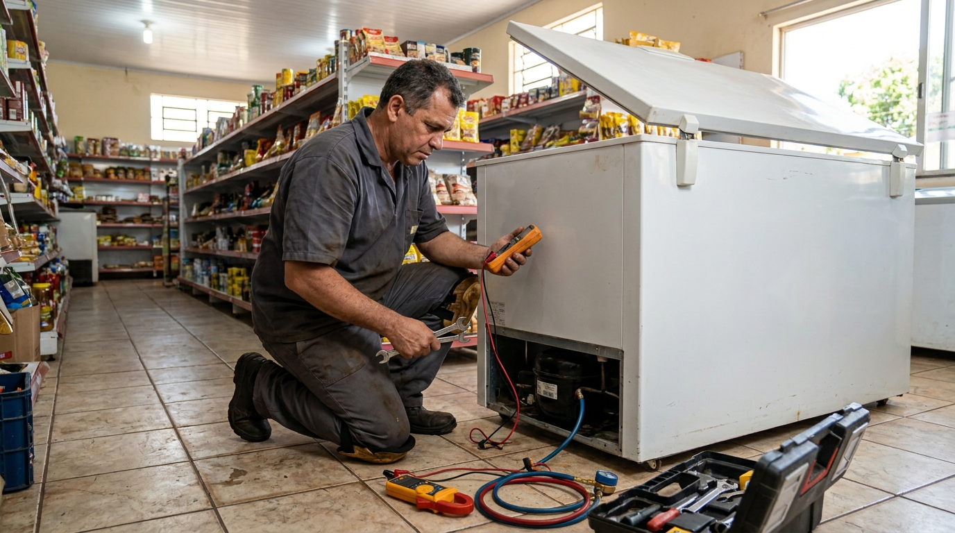 Troca de termostato de freezer em atendimento em São José dos Campos‑SP